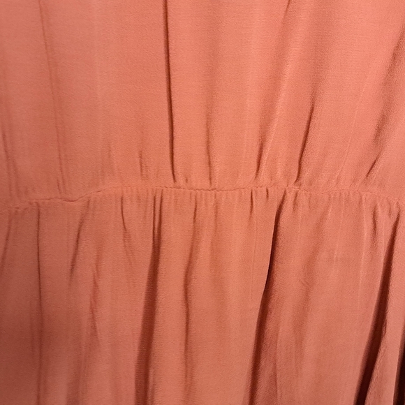 Burnt Orange Babydoll Gauze Lace Up Shirt with Embroidered, Crocheted Accents - Picture 2 of 10